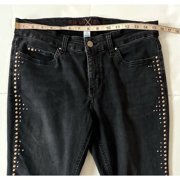 Dream Jeans By MAC Women’s Size 40/US 30 Black Skinny Extra Stretchy Studs Rock - Picture 7 of 11